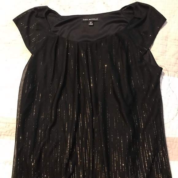 Sara Michelle Tops - Black blouse with gold metallic
